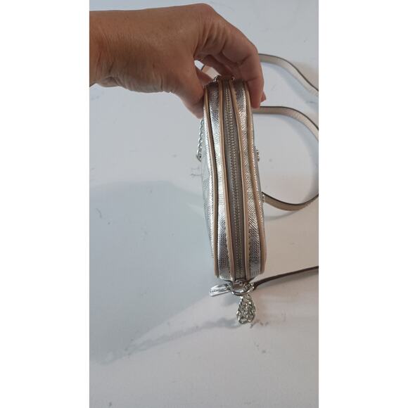 Michael Kors Silver, monogram jet set mini crossbody. Trend, minimalist, regency - Picture 8 of 11